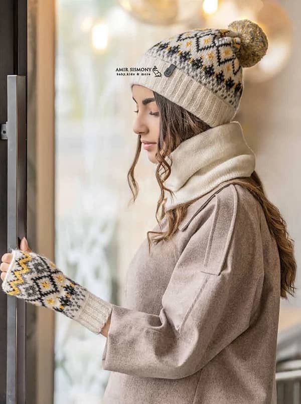 ست کلاه و شال رینگی و ساق دست بافت ENDLESS