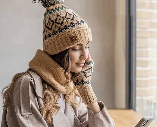 ست کلاه و شال رینگی و ساق دست بافت ENDLESS