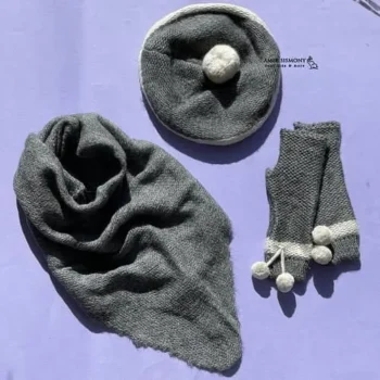 ست کلاه کج و شال و ساق دست بافت ENDLESS