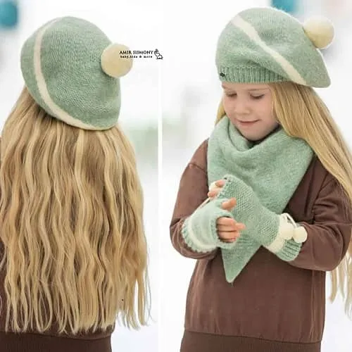 ست کلاه کج و شال و ساق دست بافت ENDLESS