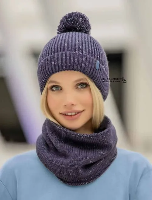 کلاه و شال رینگی دخترانه لمه دار برند ENDLESS