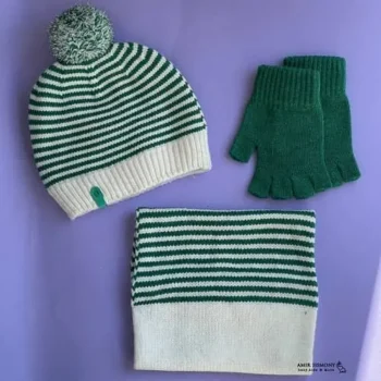 کلاه و شال و دستکش دو رنگ اندلس