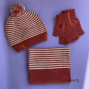 کلاه و شال و دستکش دو رنگ اندلس