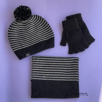 کلاه و شال و دستکش دو رنگ اندلس