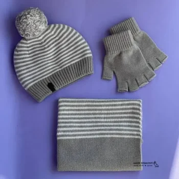 کلاه و شال و دستکش دو رنگ اندلس