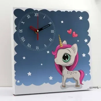 ساعت دیواری کودک طرح یونیکورن KIMKIM