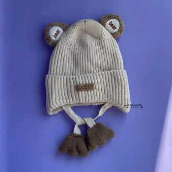 کلاه بافت بچگانه گوشدار تدی