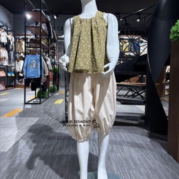 تاپ شلوارک سبز کرم