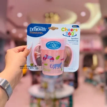 لیوان 360 درجه دسته دار دکتربراون صورتی