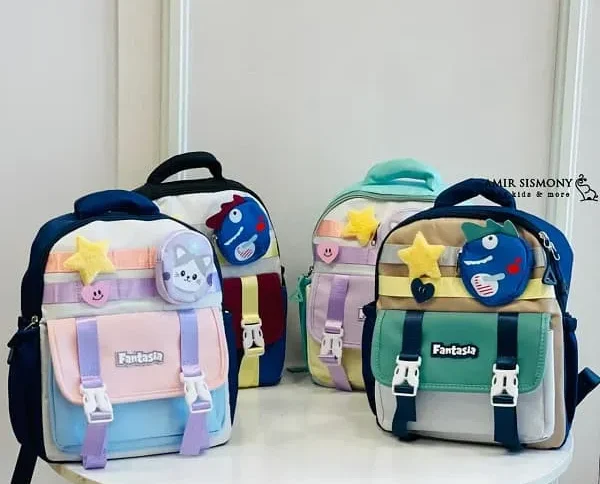 کوله مهدکودک طرح گربه و دایناسور