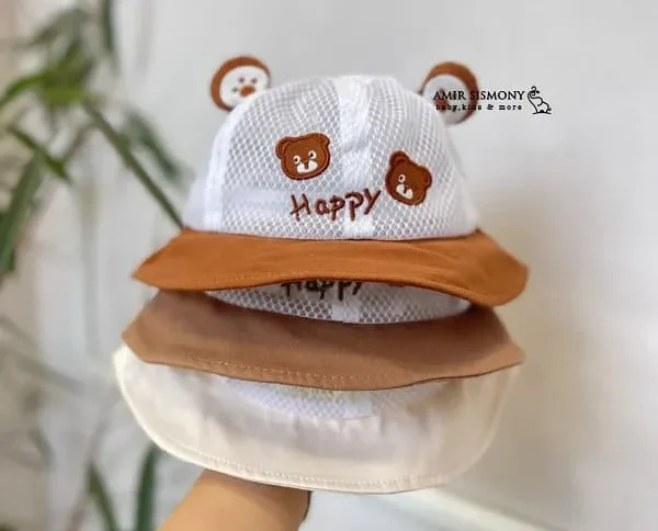 کلاه باکت نوزادی توری خرس HAPPY
