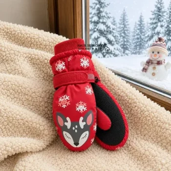 دستکش زمستانی بچگانه طرح روباه