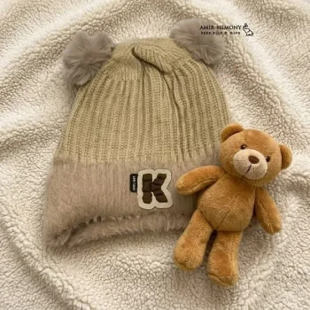 کلاه بافت بچگانه طرح K